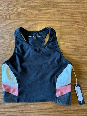 NWT Interval Surge Speedye High Neck Long Crop Tank Sports Bra Size M USA Made